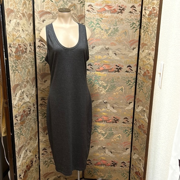 LA CLEF 2X tank dress soft 95% cotton 5%spandex grey scoop neck made in USA - Picture 1 of 15